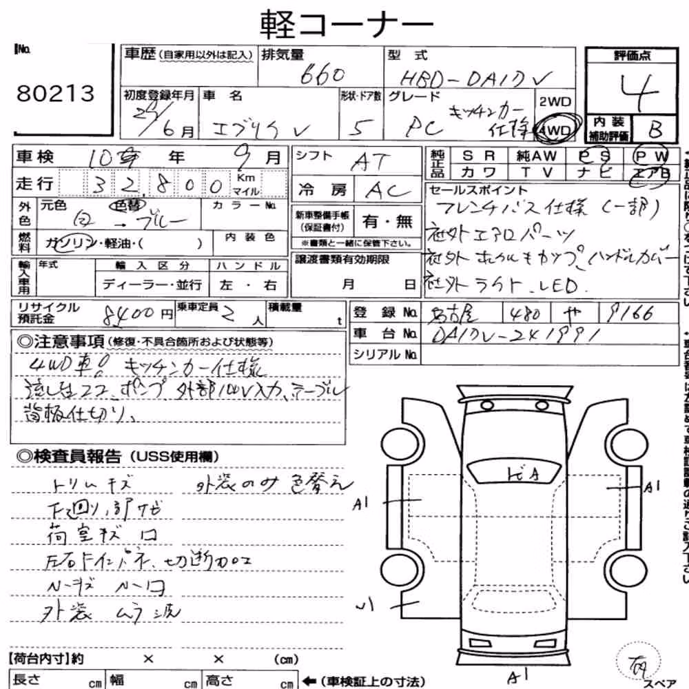Notka aukcyjna: SUZUKI EVERY 5D 4WD OTHERS
