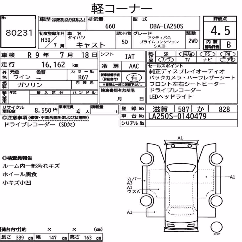 Notka aukcyjna: DAIHATSU CAST ACTIVA G PRIME COLLECTION SA Ⅲ