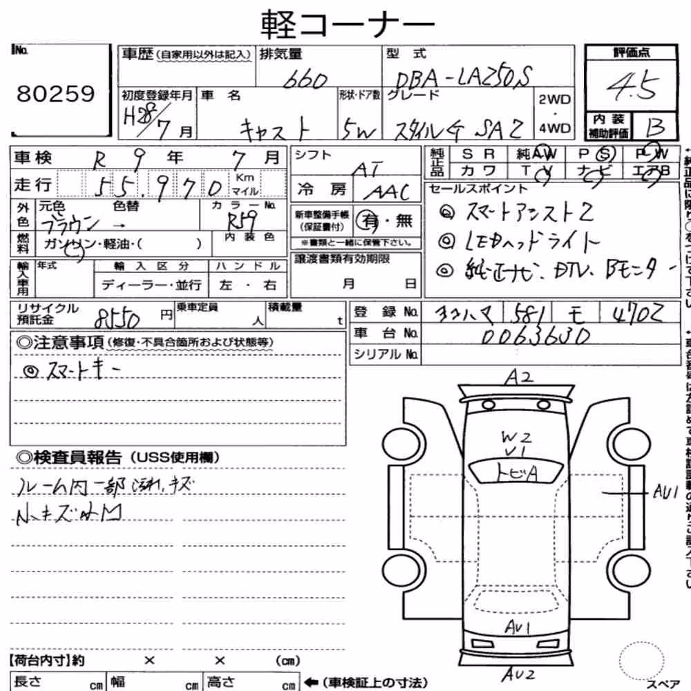 Notka aukcyjna: DAIHATSU CAST STYLE G SAⅡ