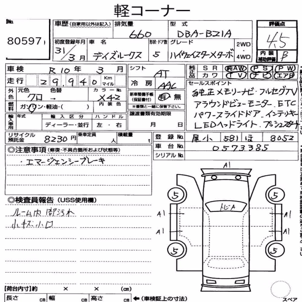 Notka aukcyjna: NISSAN DAYZ ROOX HIGHWAY STAR X TURBO