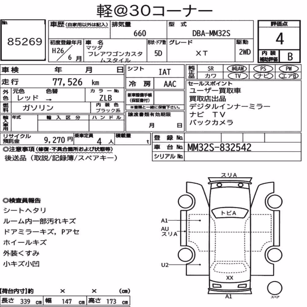 Notka aukcyjna: MAZDA FLAIR WAGON CUSTOM STYLE XT