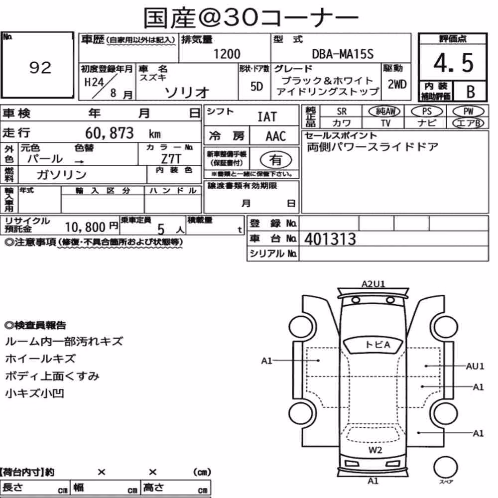 Notka aukcyjna: SUZUKI SOLIO BLACK & WHITE IDLING STOP