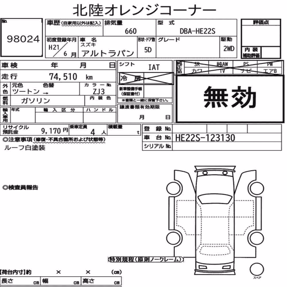 Notka aukcyjna: SUZUKI ALTO LAPIN