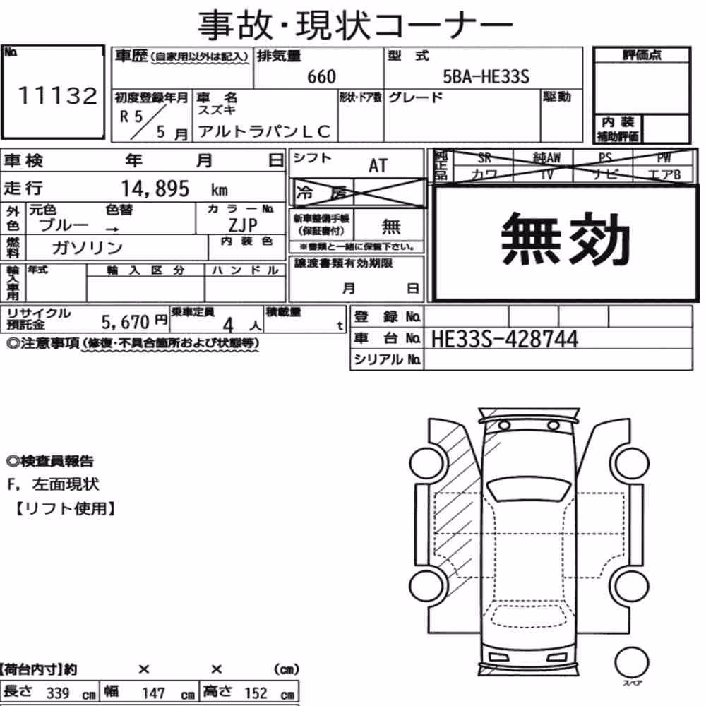 Notka aukcyjna: SUZUKI ALTO LAPIN LC