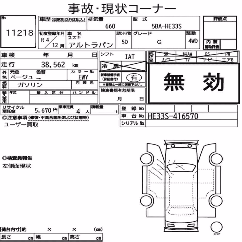 Notka aukcyjna: SUZUKI ALTO LAPIN 4WD G