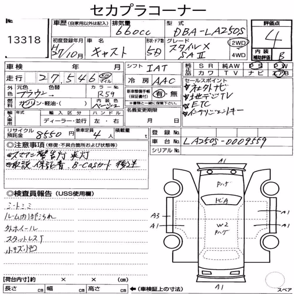 Notka aukcyjna: DAIHATSU CAST STYLE X SAⅡ