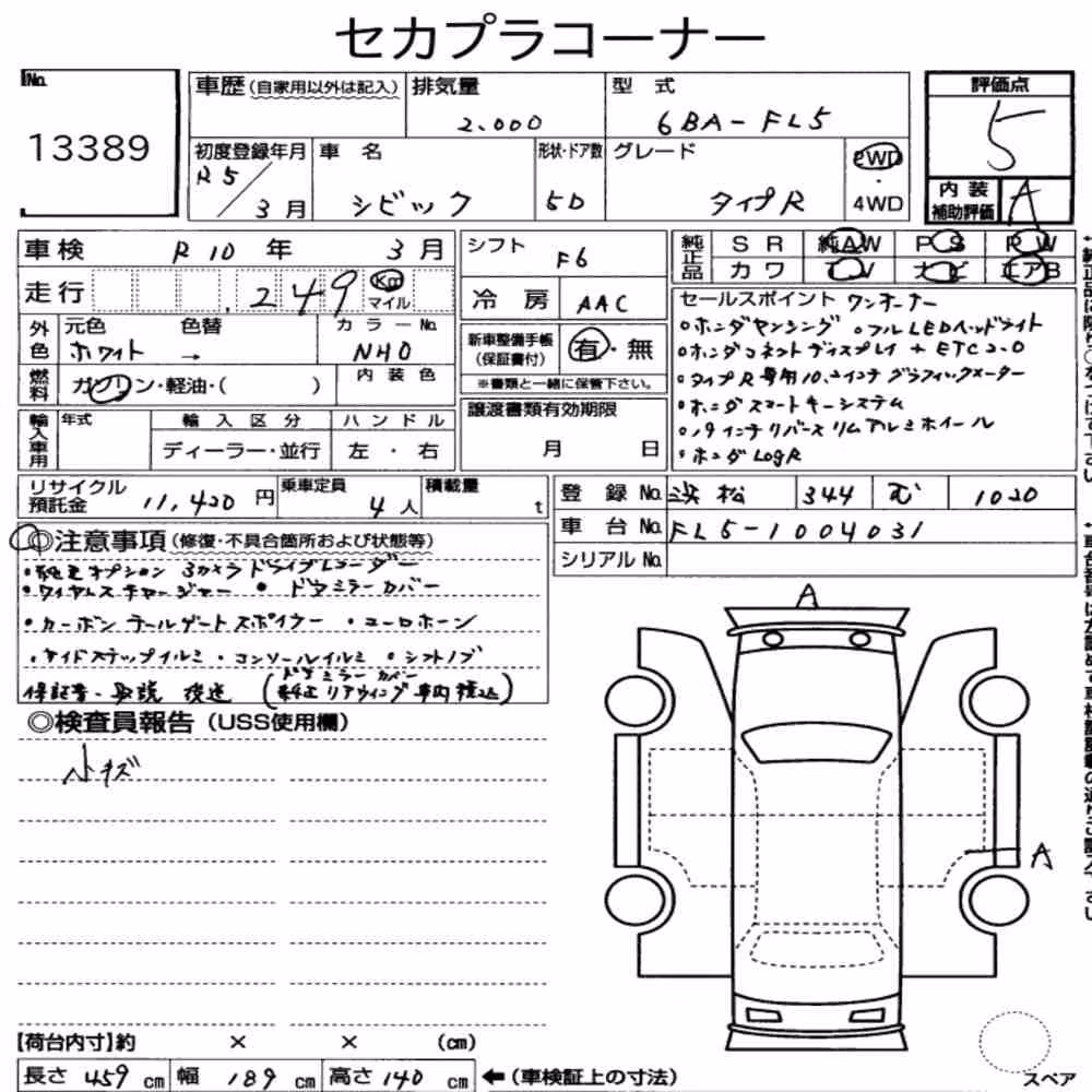 Notka aukcyjna: HONDA CIVIC 5D TYPE R