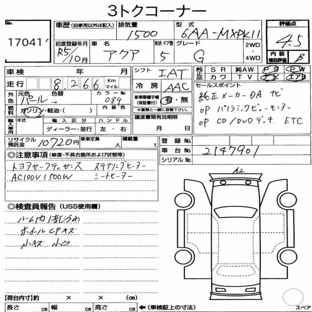 Notka aukcyjna: TOYOTA AQUA G