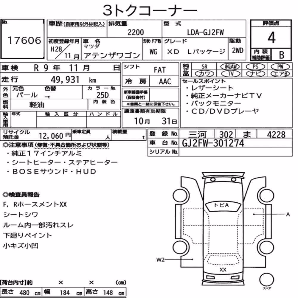 Notka aukcyjna: MAZDA ATENZA WAGON XD L PACKAGE