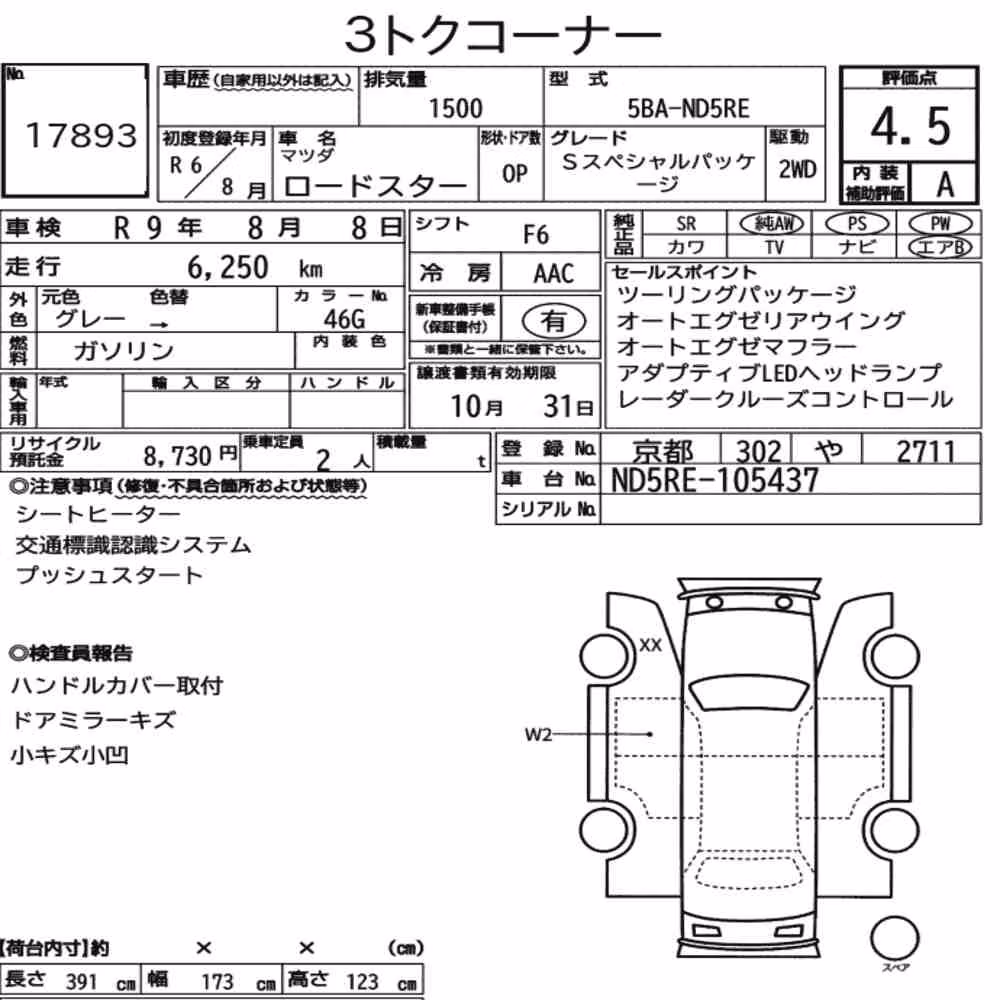 Notka aukcyjna: MAZDA ROADSTER S SPECIAL PACKAGE