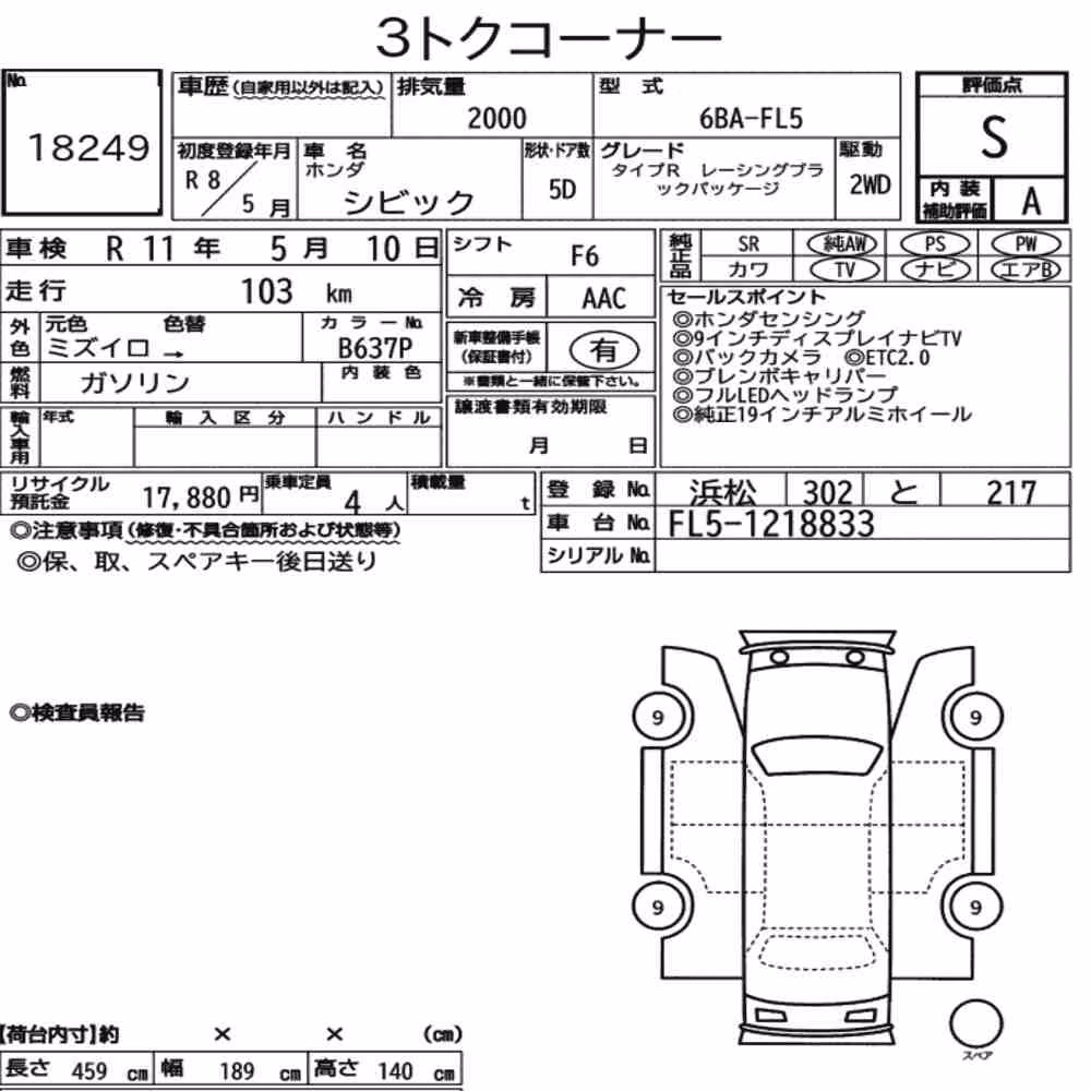 Notka aukcyjna: HONDA CIVIC 5D TYPE R RACING BLACK PACKAGE