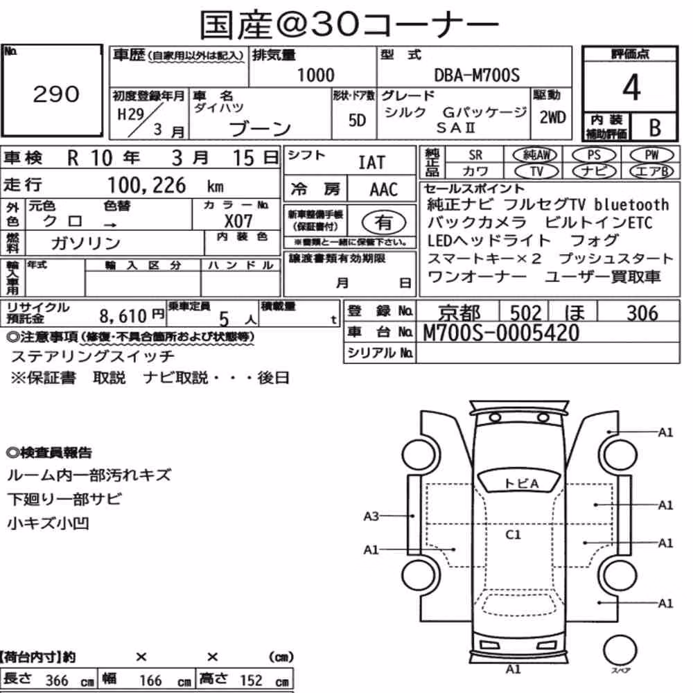 Notka aukcyjna: DAIHATSU BOON CILQ G PACKAGE SAⅡ