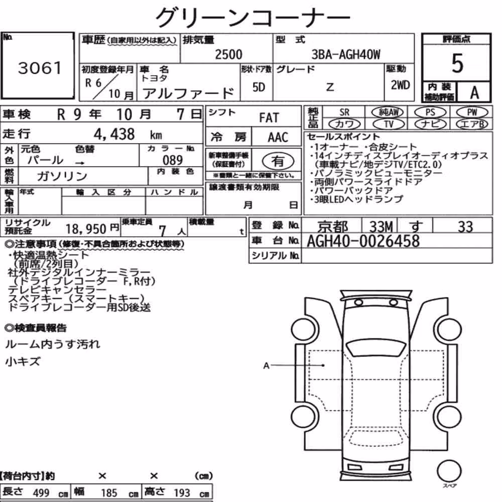 Notka aukcyjna: TOYOTA ALPHARD Z