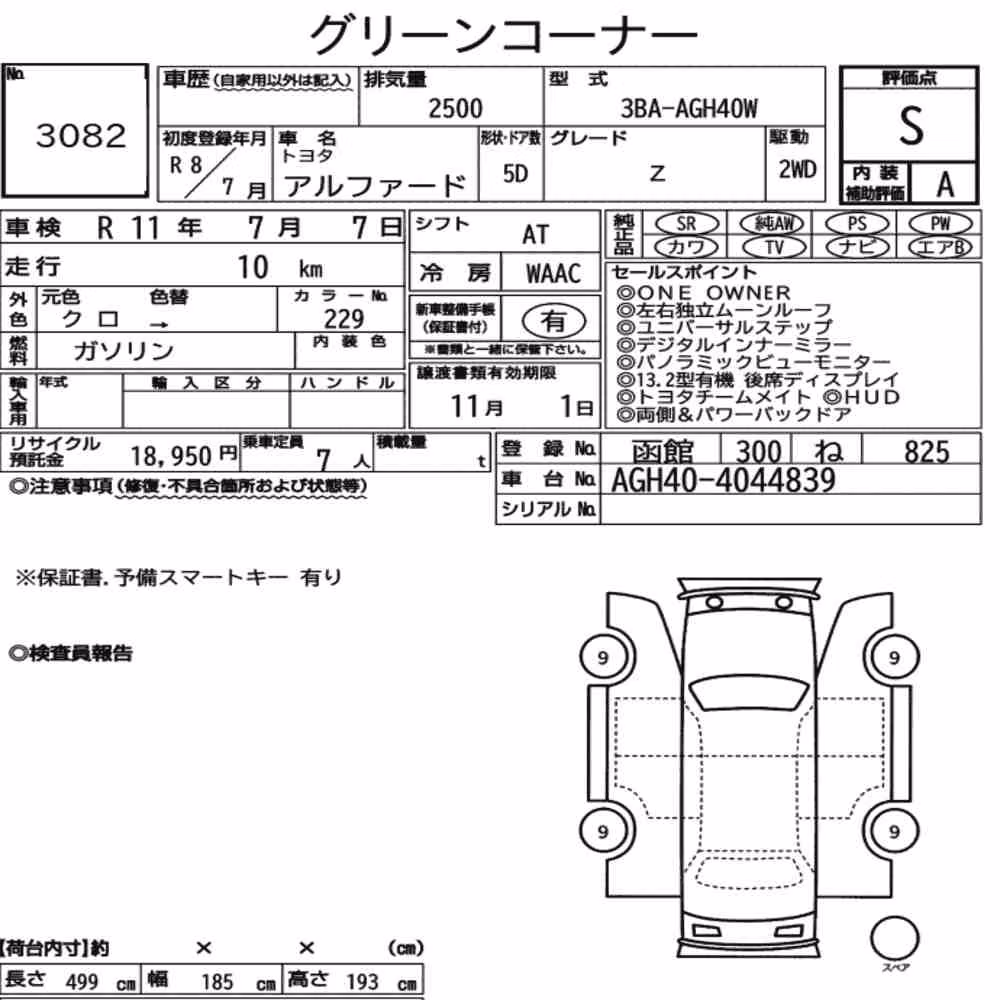 Notka aukcyjna: TOYOTA ALPHARD Z