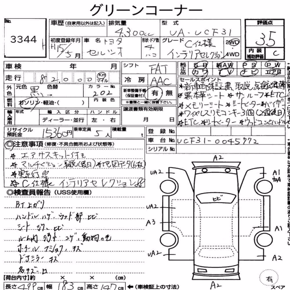 Notka aukcyjna: TOYOTA CELSIOR C VERSION INTERIOR SELECTION