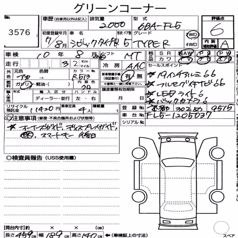 Notka aukcyjna: HONDA CIVIC 5D TYPE R