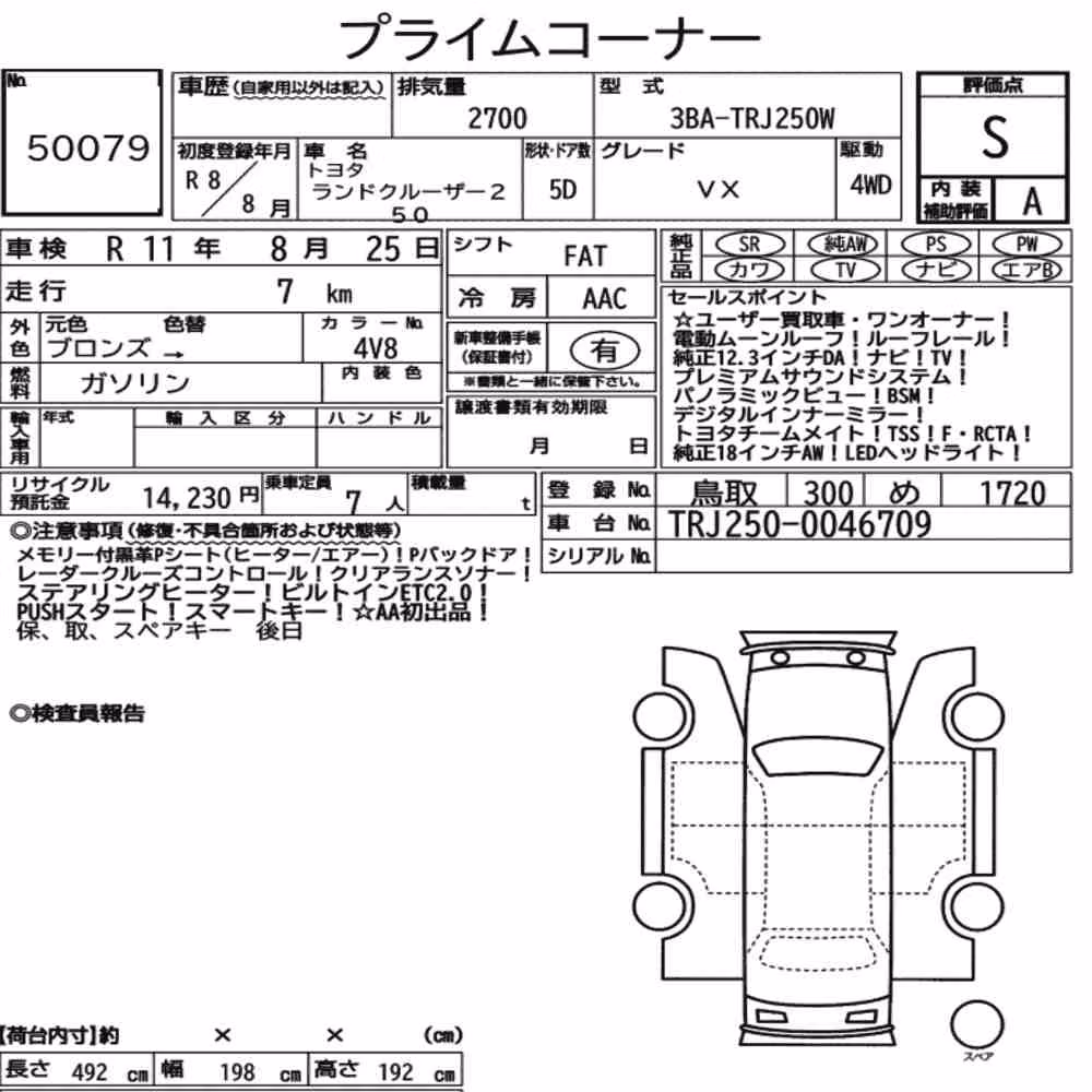 Notka aukcyjna: TOYOTA LAND CRUISER 250 4WD VX
