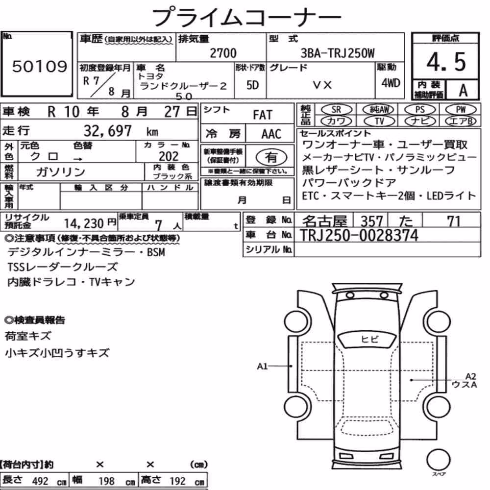 Notka aukcyjna: TOYOTA LAND CRUISER 250 4WD VX