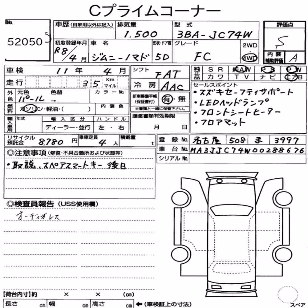 Notka aukcyjna: SUZUKI JIMMY MOMADE 4WD FC