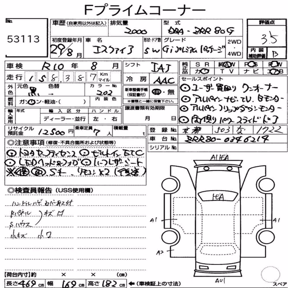 Notka aukcyjna: TOYOTA ESQUIRE GI PREMIUM PACKAGE