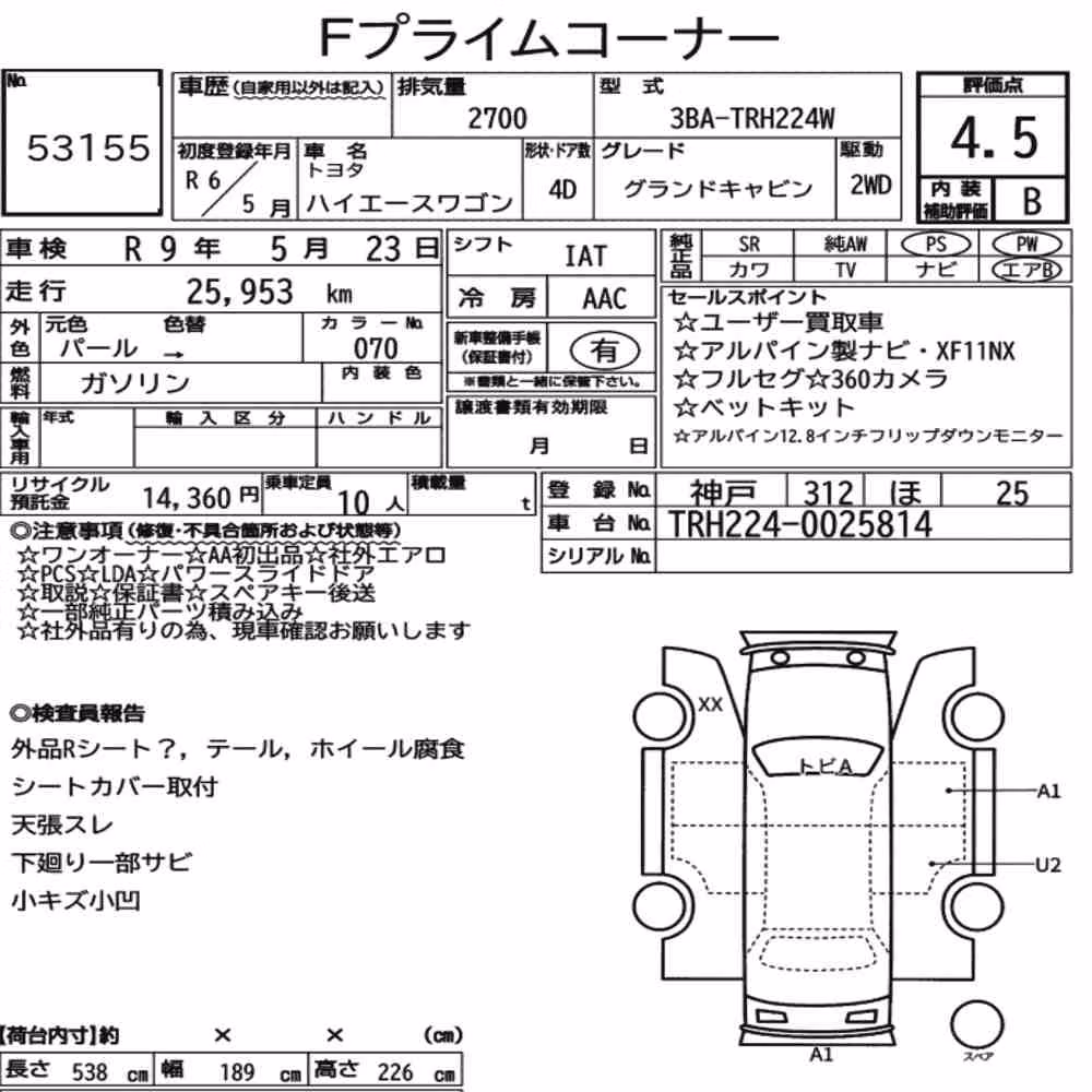 Notka aukcyjna: TOYOTA HIACE WAGON 4D GRAND CABIN