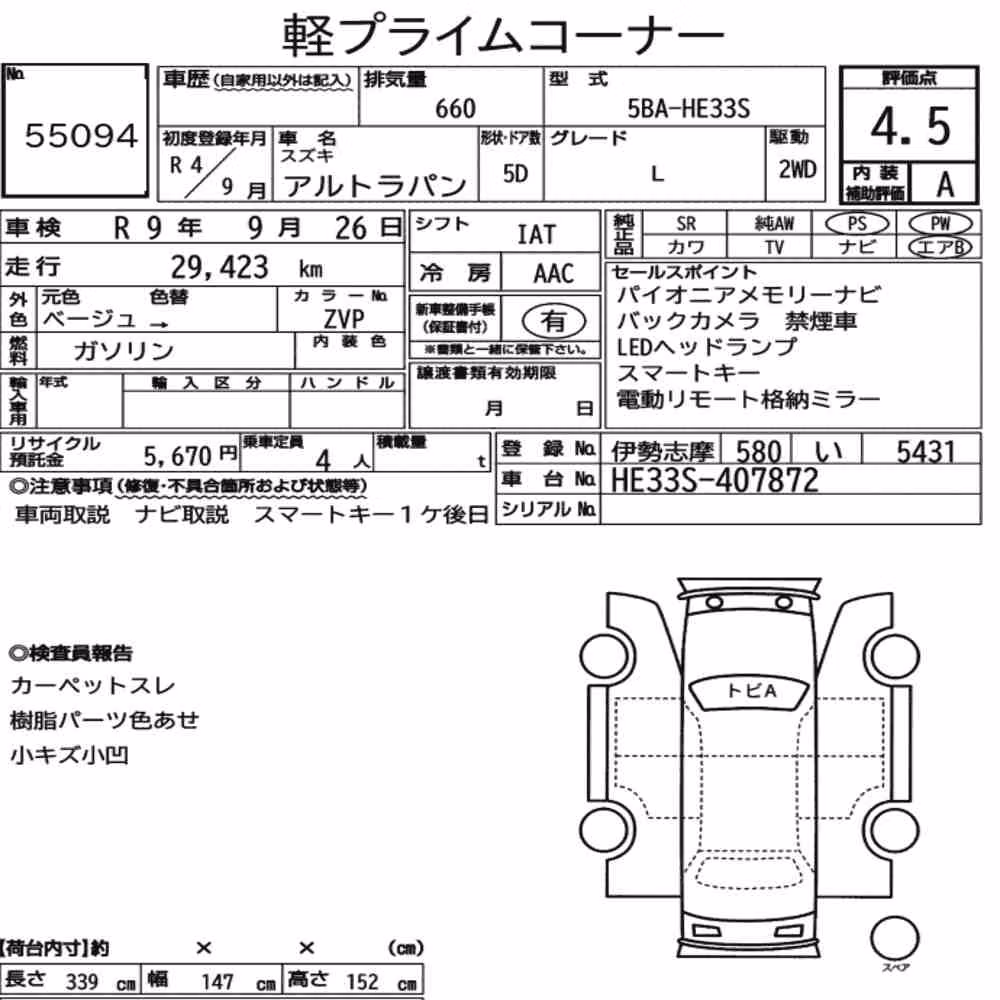 Notka aukcyjna: SUZUKI ALTO LAPIN L