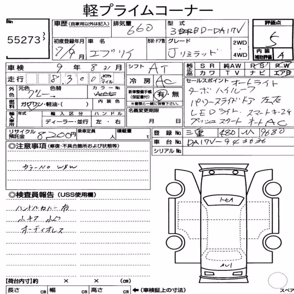 Notka aukcyjna: SUZUKI EVERY 5D J LIMITED