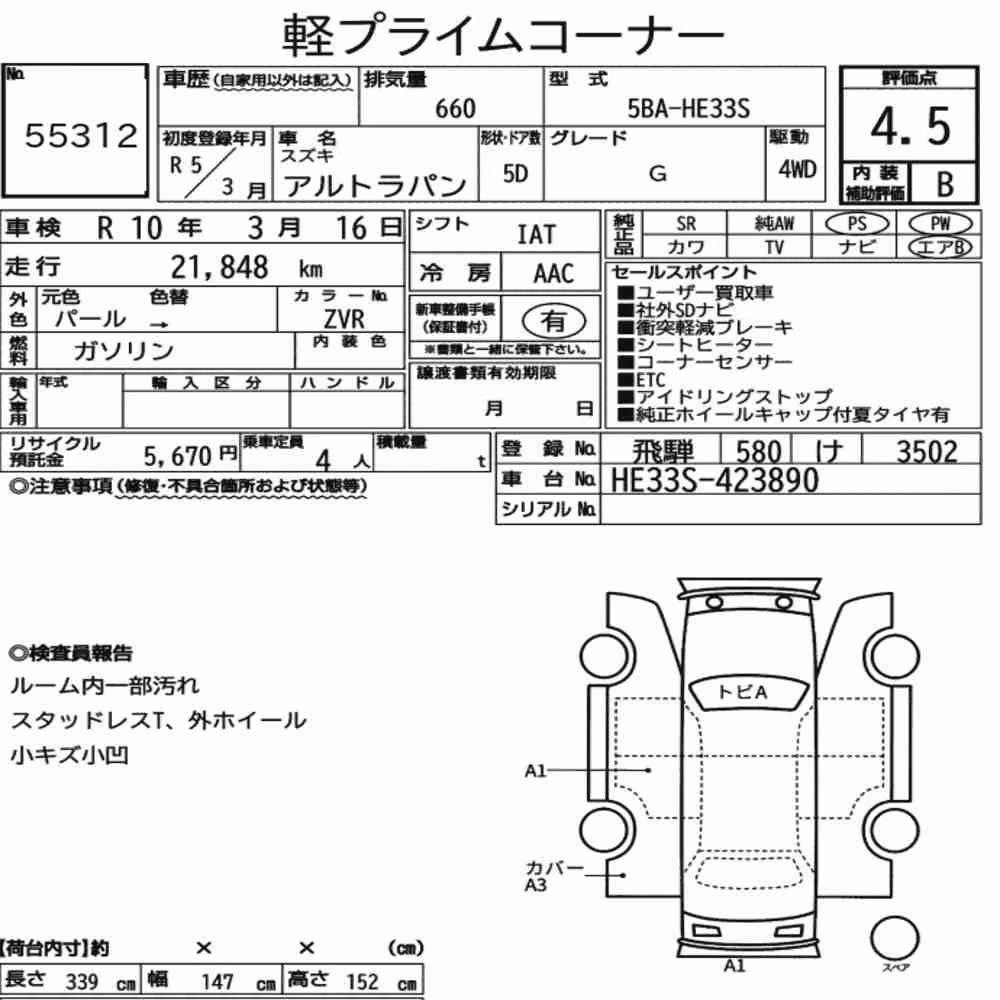 Notka aukcyjna: SUZUKI ALTO LAPIN 4WD G