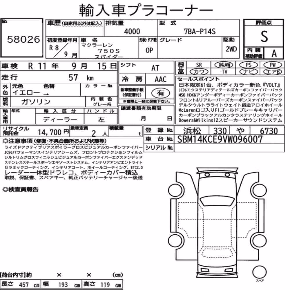 Notka aukcyjna: MCLAREN 750S SPIDER OTHERS