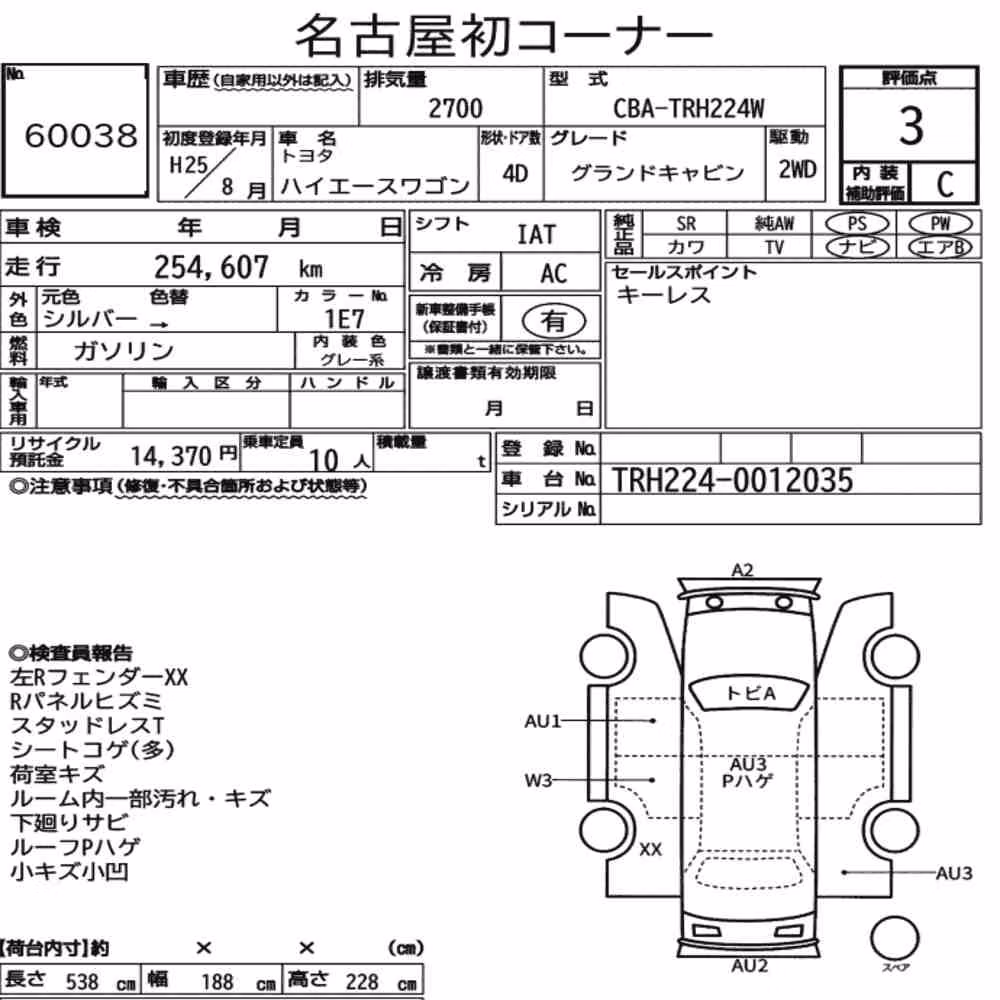 Notka aukcyjna: TOYOTA HIACE WAGON 4D GRAND CABIN