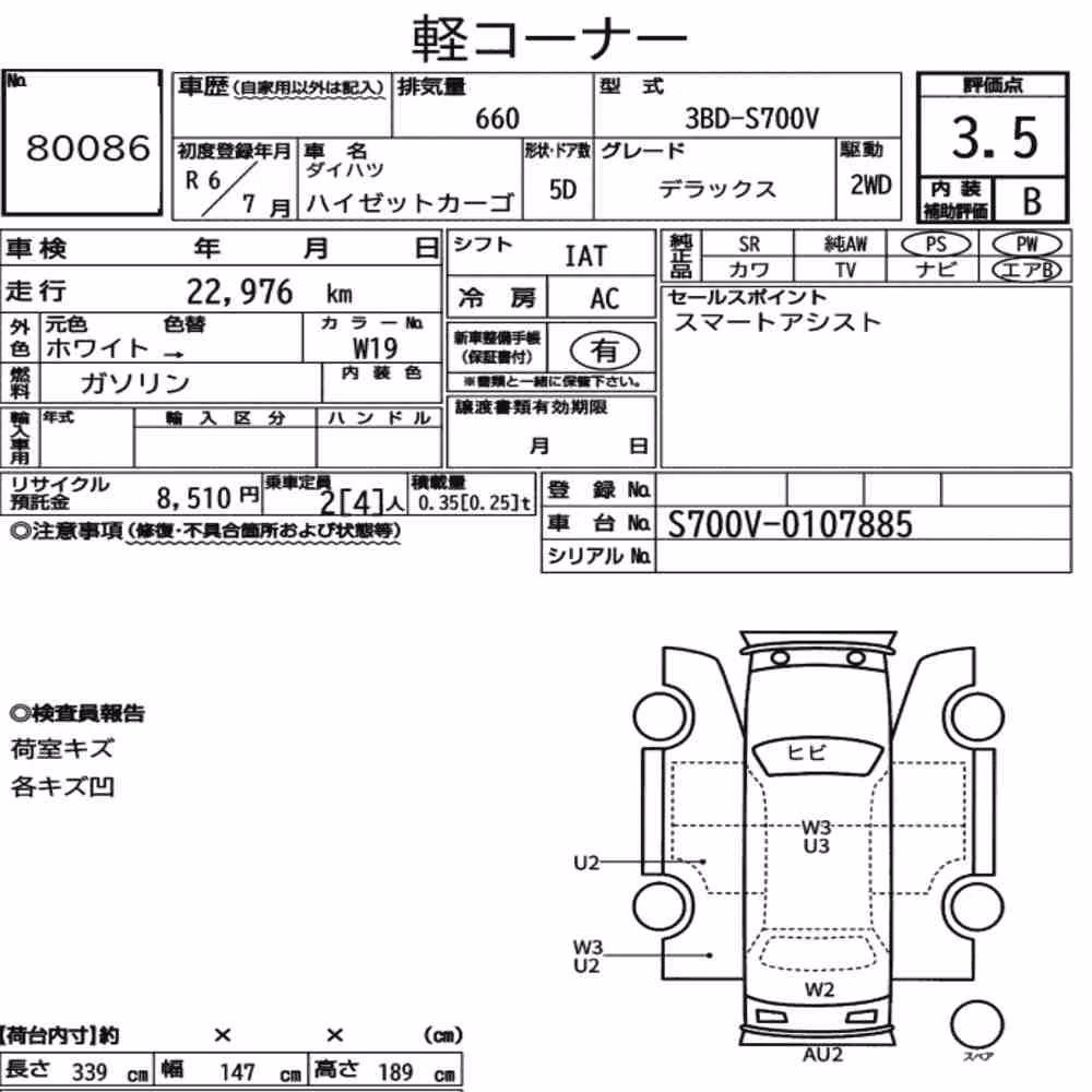 Notka aukcyjna: DAIHATSU HIJET CARGO 5D DELUXE