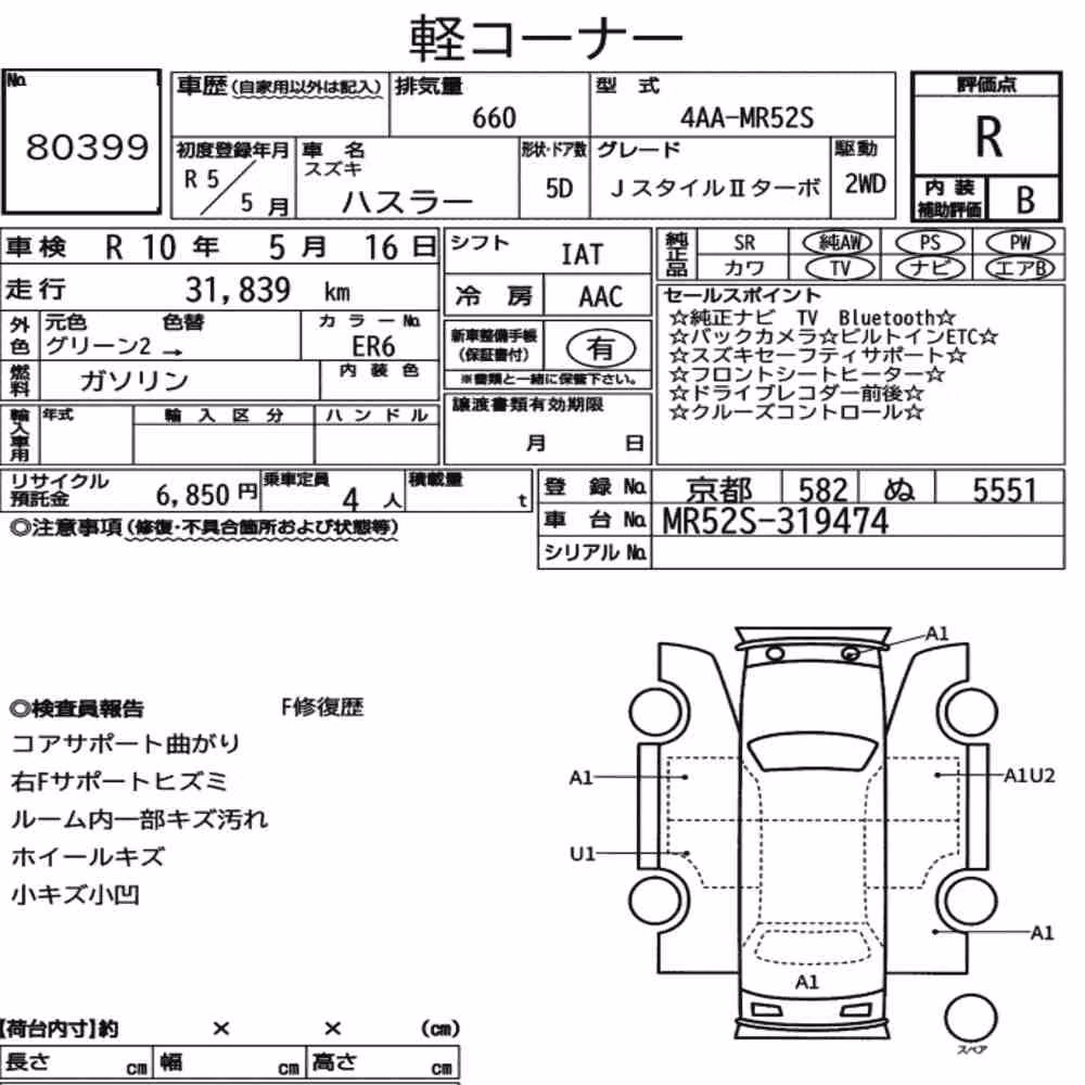 Notka aukcyjna: SUZUKI HUSTLER J STYLEⅡ TURBO