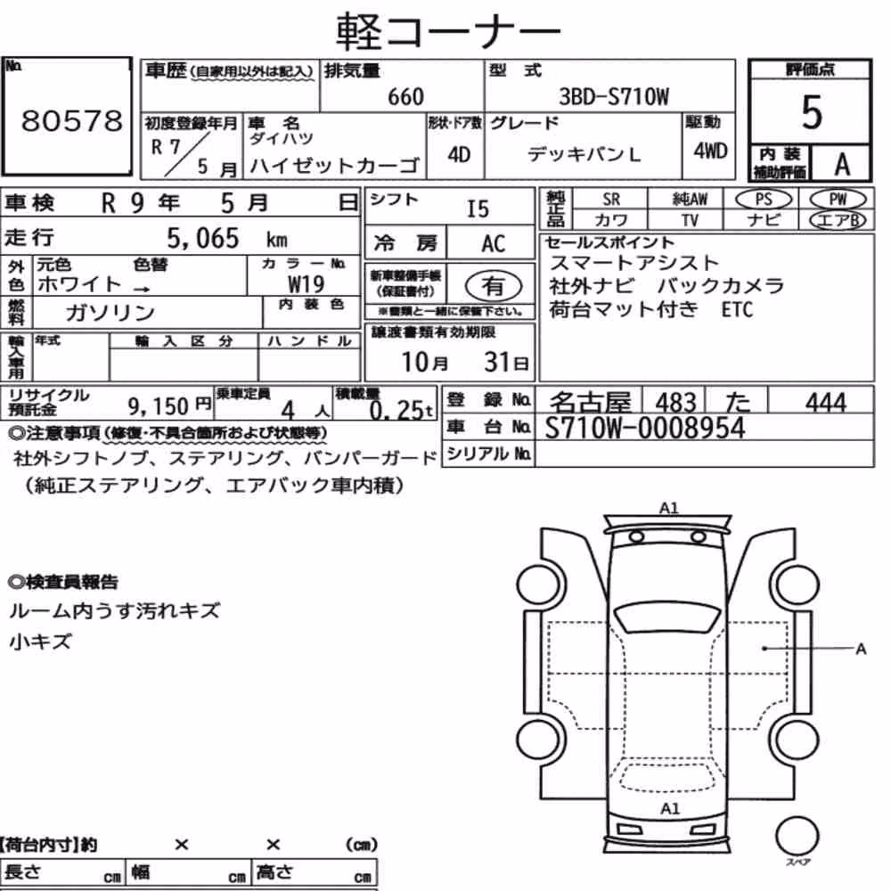 Notka aukcyjna: DAIHATSU HIJET CARGO 4D 4WD DECK VAN L