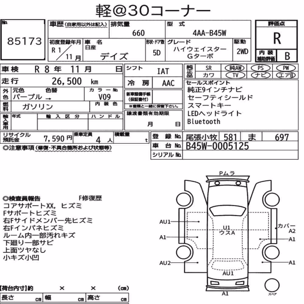 Notka aukcyjna: NISSAN DAYZ HIGHWAY STAR G TURBO