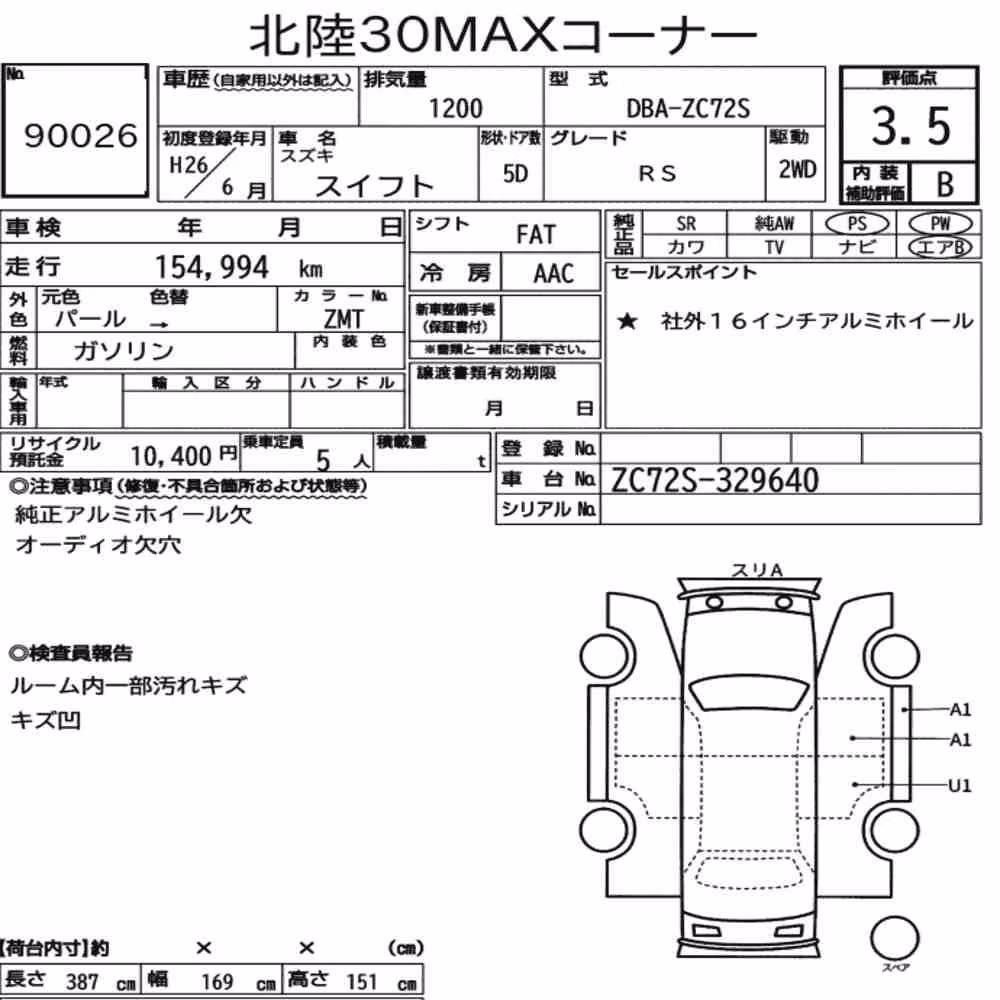 Notka aukcyjna: SUZUKI SWIFT 5D RS