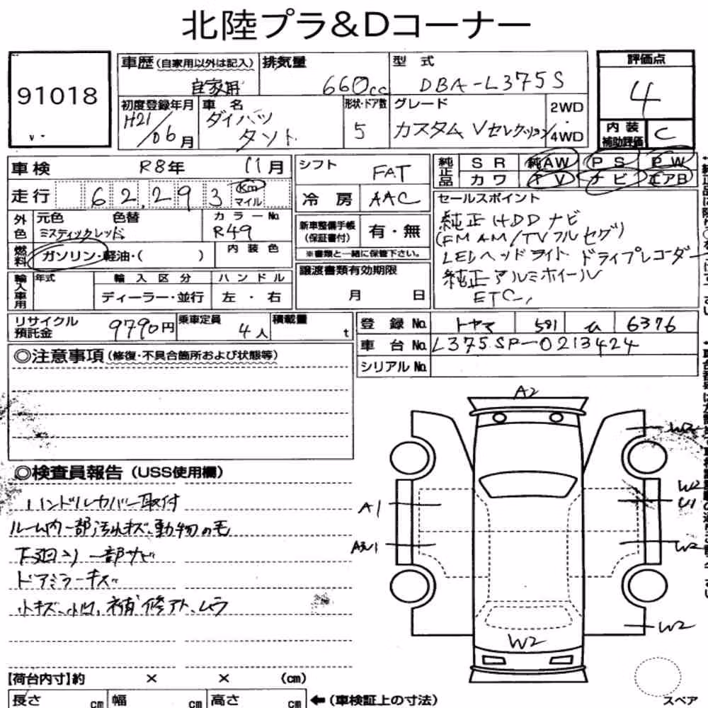 Notka aukcyjna: DAIHATSU TANTO CUSTOM V SELECTION