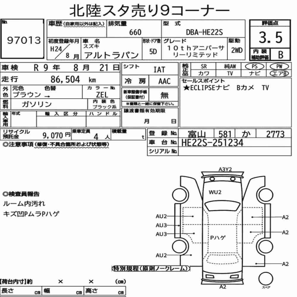 Notka aukcyjna: SUZUKI ALTO LAPIN 10TH ANNIVERSARY LIMITED