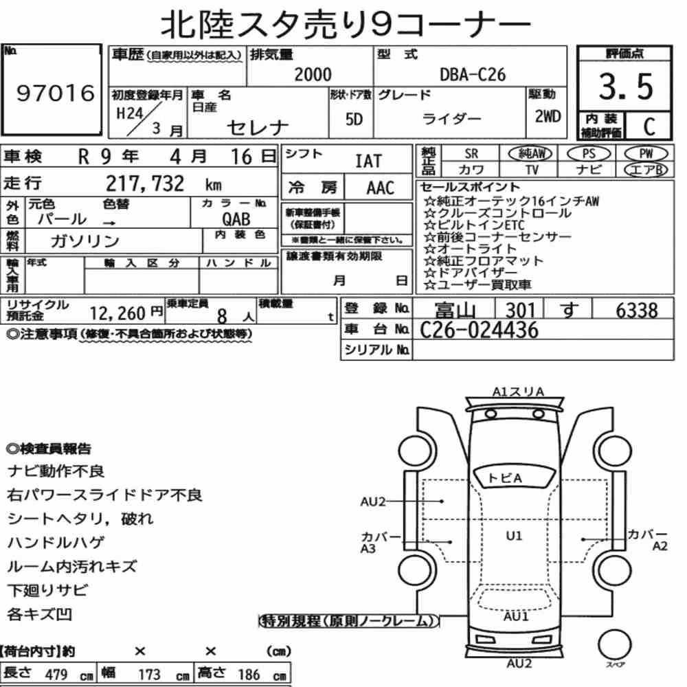 Notka aukcyjna: NISSAN SERENA 5D RIDER