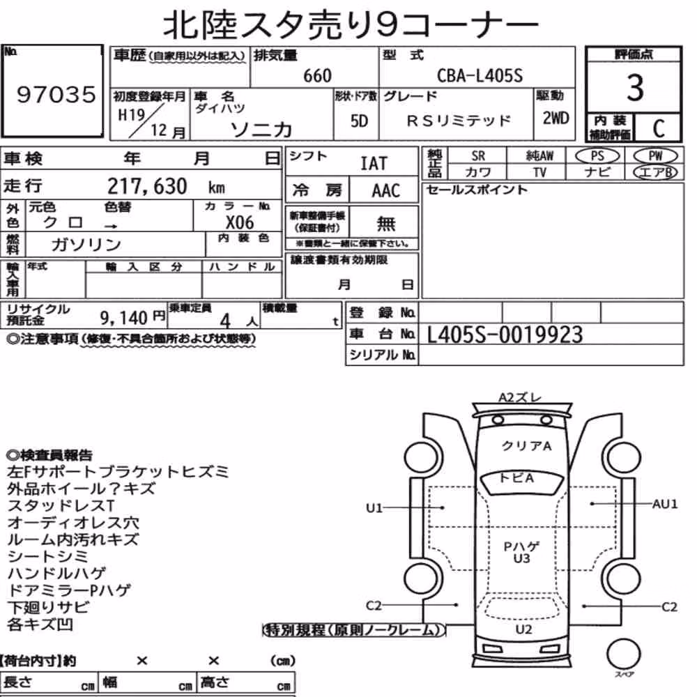 Notka aukcyjna: DAIHATSU SONICA RS LIMITED