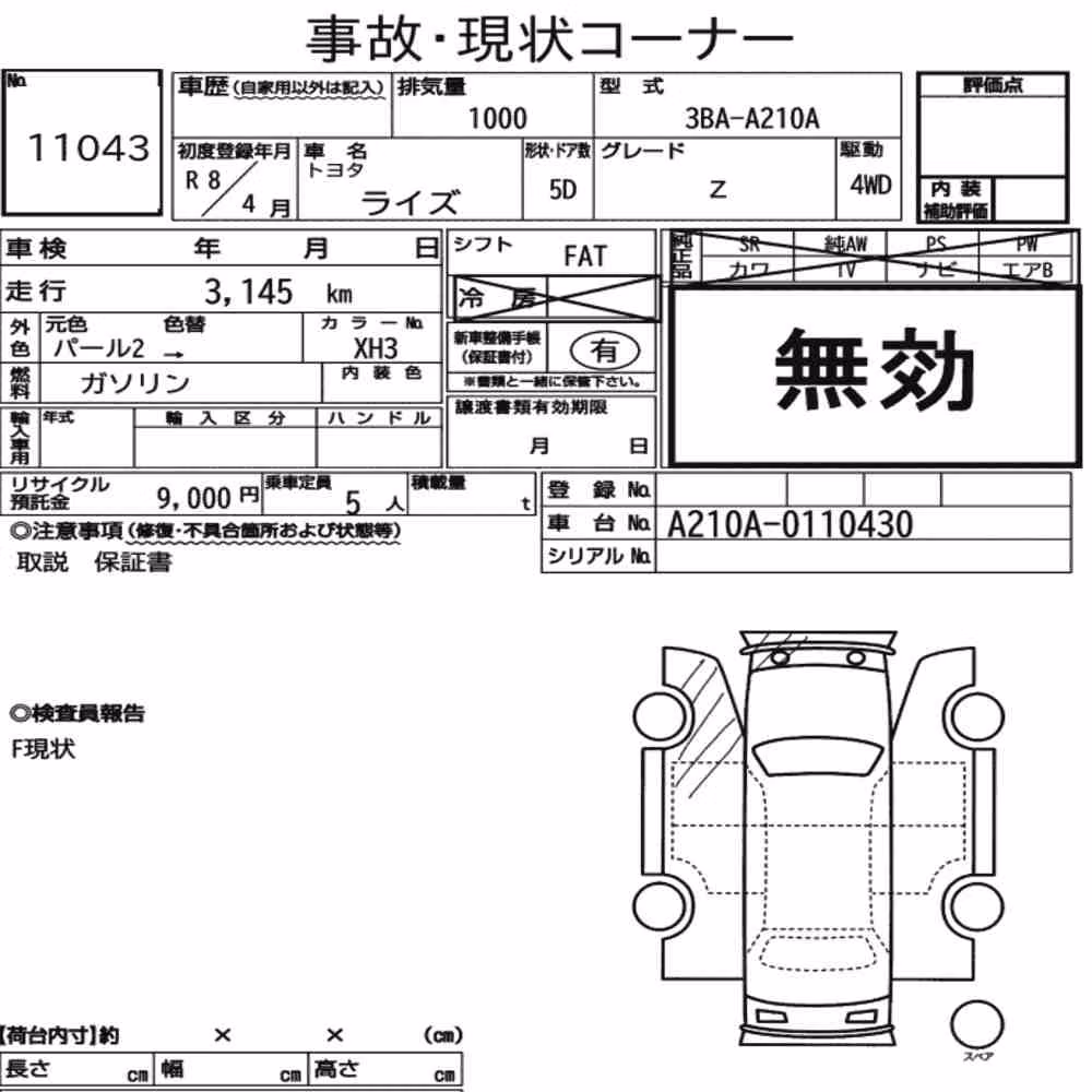 Notka aukcyjna: TOYOTA RAIZE 4WD Z