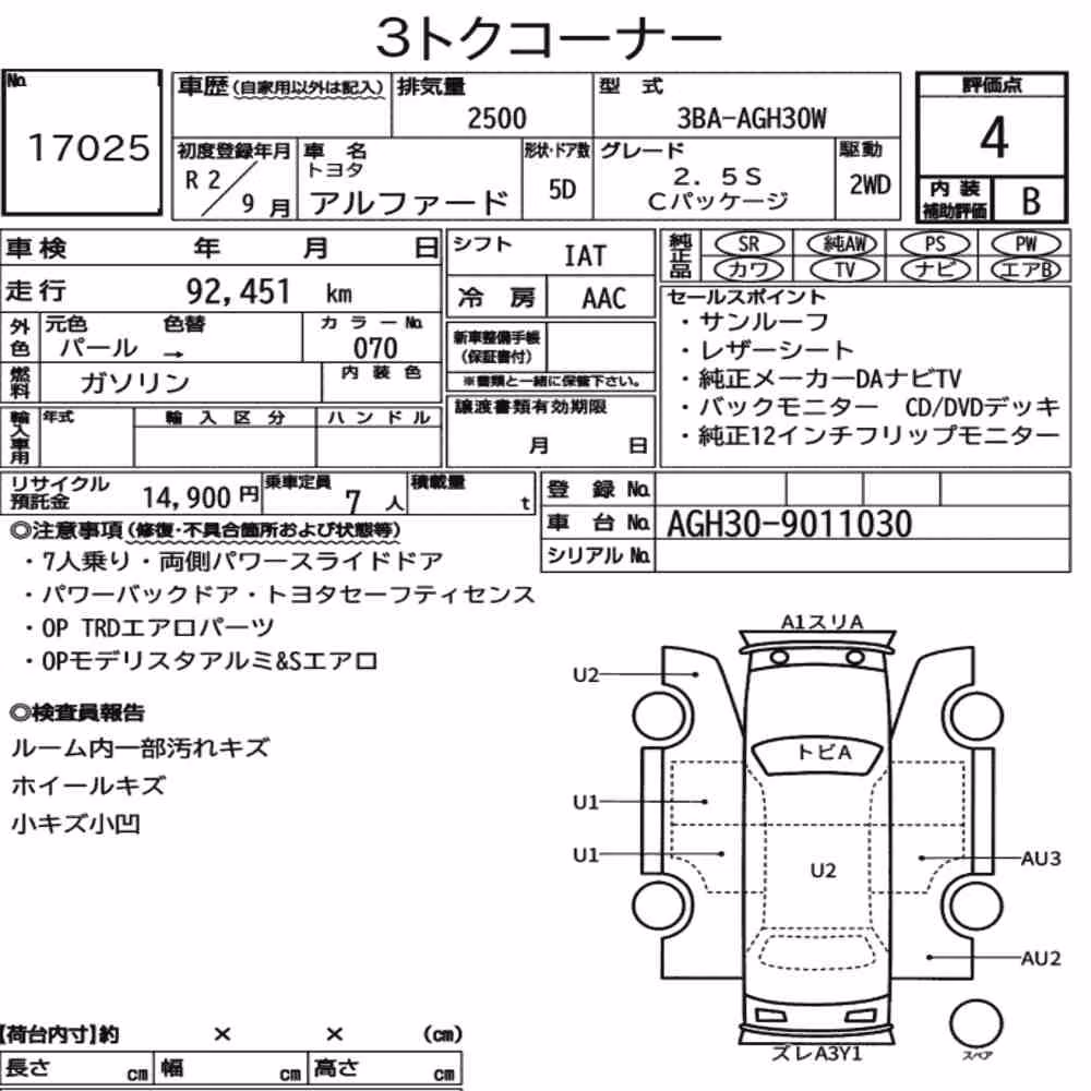 Notka aukcyjna: TOYOTA ALPHARD 2.5S C PACKAGE
