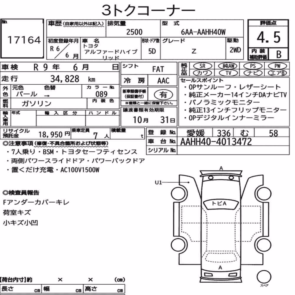 Notka aukcyjna: TOYOTA ALPHARD HYBRID Z
