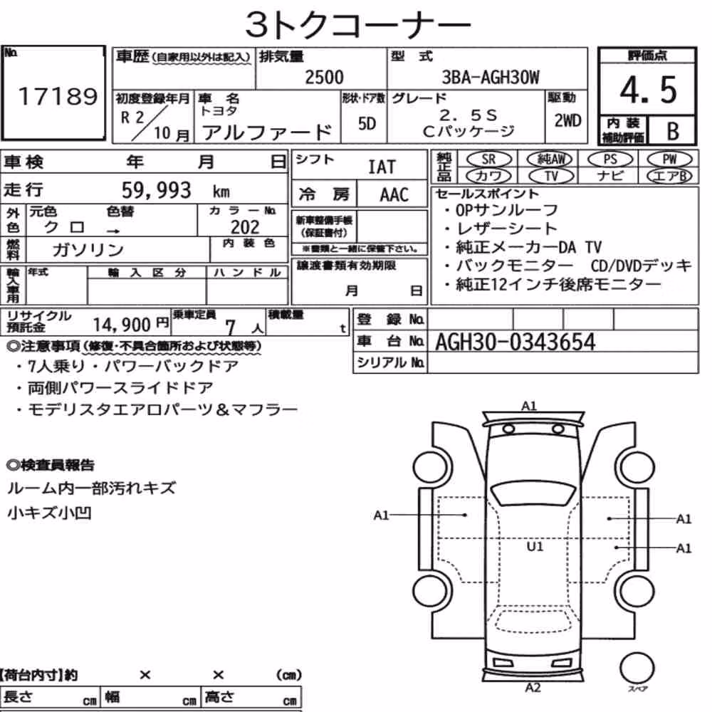 Notka aukcyjna: TOYOTA ALPHARD 2.5S C PACKAGE