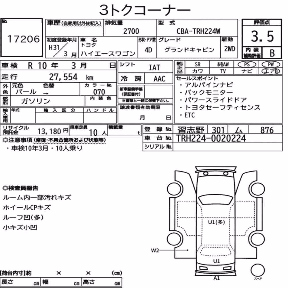 Notka aukcyjna: TOYOTA HIACE WAGON 4D GRAND CABIN