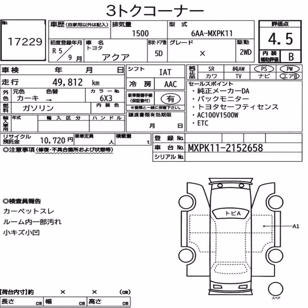 Notka aukcyjna: TOYOTA AQUA X