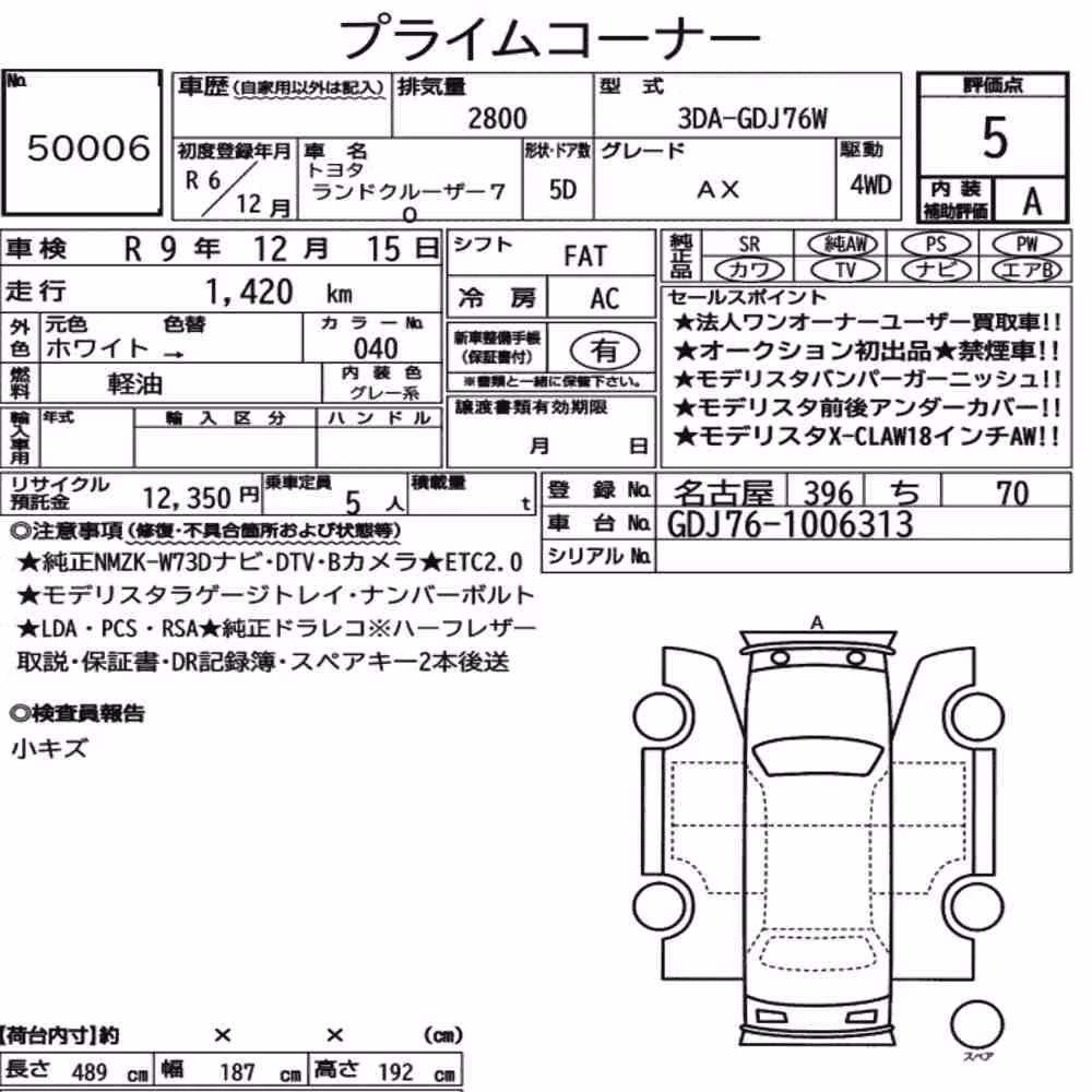 Notka aukcyjna: TOYOTA LAND CRUISER 70 5D 4WD AX
