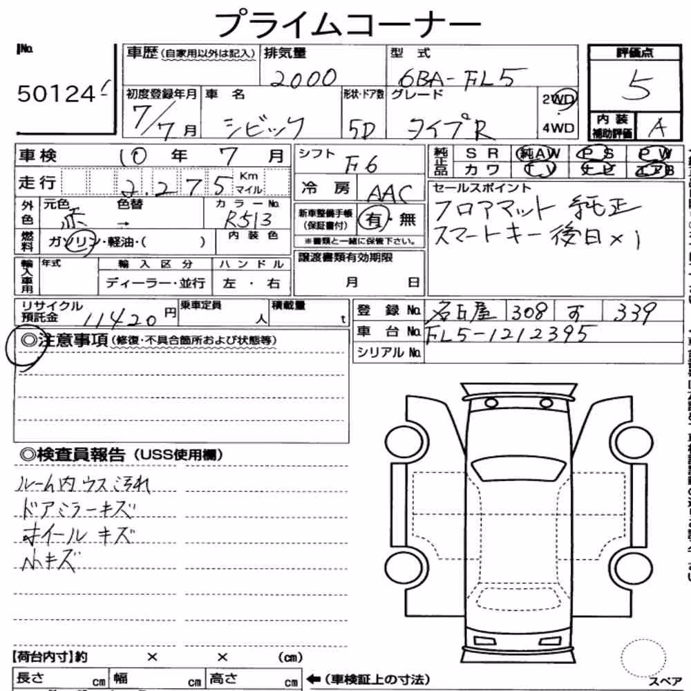 Notka aukcyjna: HONDA CIVIC 5D TYPE R