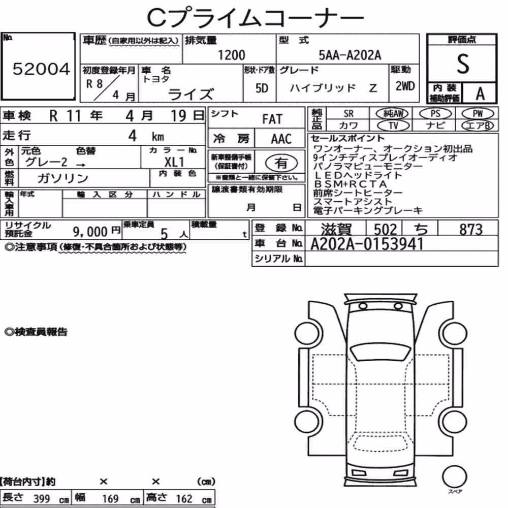 Notka aukcyjna: TOYOTA RAIZE HYBRID Z