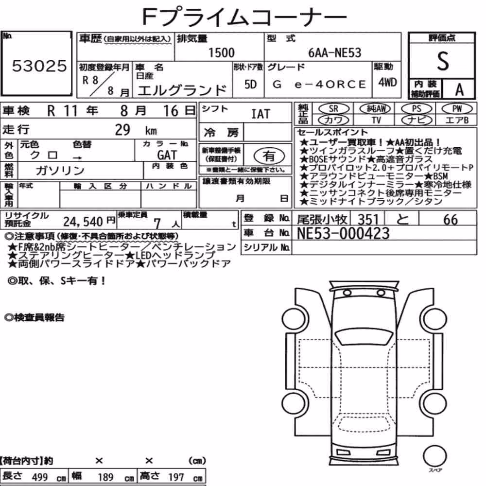 Notka aukcyjna: NISSAN ELGRAND 5D 4WD G E-4ORCE