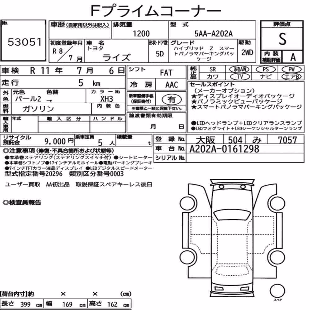 Notka aukcyjna: TOYOTA RAIZE HYBRID Z
